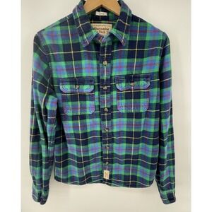 Abercrombie & Fitch Shirt Men M Y2K Muscle Flannel Plaid Lumberjack 90s Preppy
